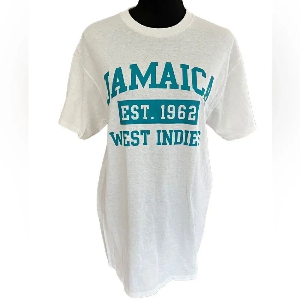 Jamaica 100% cotton white graphic short sleeved tee shirt size M